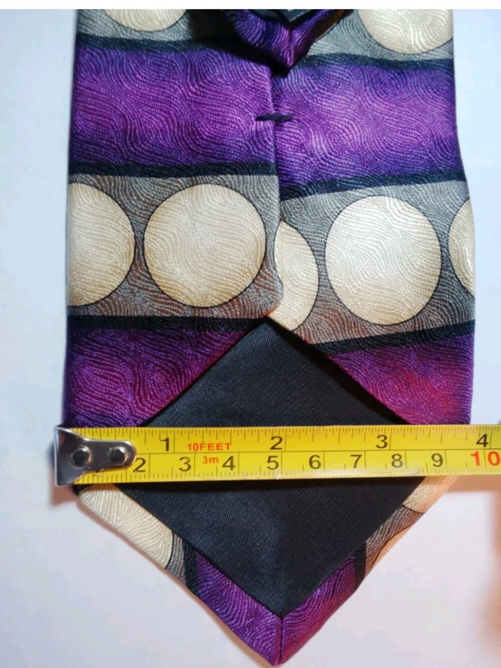Vtg Y2k ASHBERRY Silk Retro Pop Art Circle Swirl Damask Underweave Purple USA - Picture 7 of 7